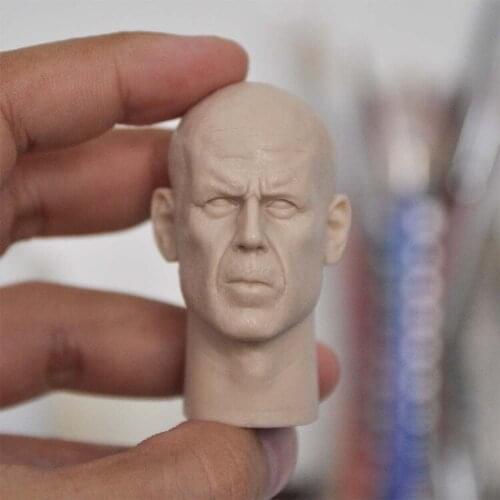 1/6 Scale Bruce Willis Bald Unpainted Head Models for 12''Figures Practice