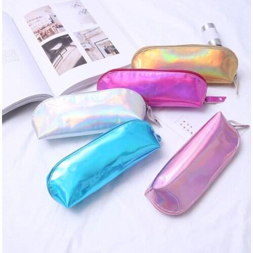 Fashion Dazzle Laser Pencil Bag for Girls Cute Pouch Pen Case Waterproof Cosmetic Pouch Multifunctional School Office Supplies