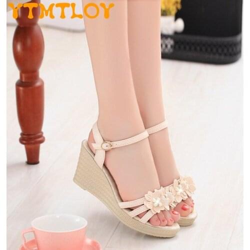 2021 Summer New Popular Wedges With Flowers Are Thin, High-heeled Fashion Simple And Comfortable Trend Fish Mouth Womens Shoes