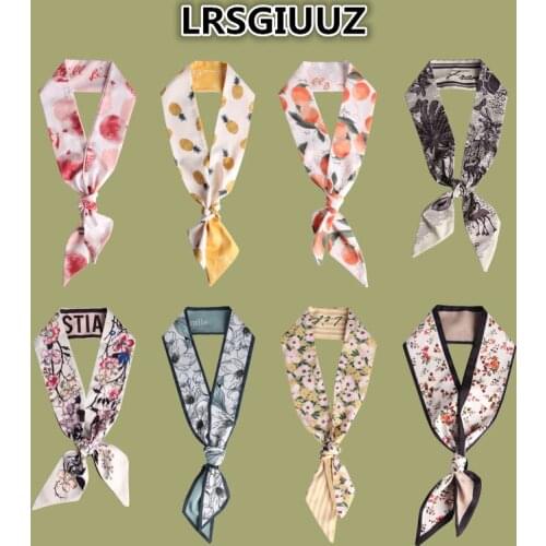 2021 new Bowknot scarf Fruit Floral PRINT headband for women Ponytail hair Ribbon Hairband retro French Style Hair accessories