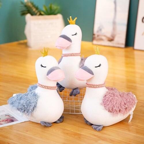 New cute 30/40/50cm plush Swan with crown stufeed soft high quality Pillow Sofa decoration christmas Romantic gift for kid lover