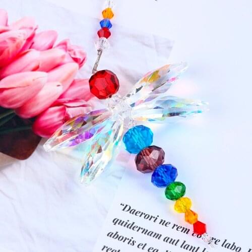 H&D Multi Hanging Window Dragonfly Pendant Rainbow Maker Crystal Suncatcher Feng Shui Home Window Decor Christmas Birthday Gifts
