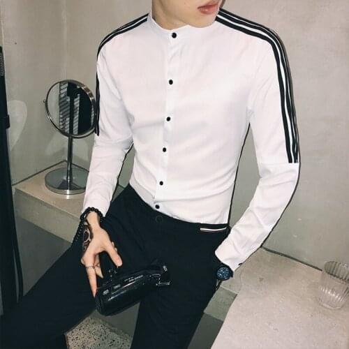 Long Spring Korean Sleeve Slim Fit Shirt Streetwear Mens Casual Chemise Homme Casual Social Men Club Shirt Camisa Masculina 6xl