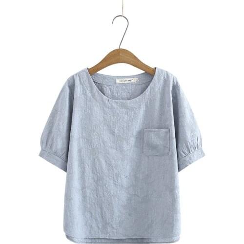 Plus Size Womens Full Cotton Summer Tshirts Short Sleeve Vintage Tops Oversized A-line Fashion Tee