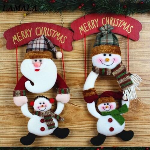 Christmas Door Decoration Christmas Pendants Wreath Flannel Christmas Snowman Hang The Door Decor Xmas Drop Ornaments Decoration