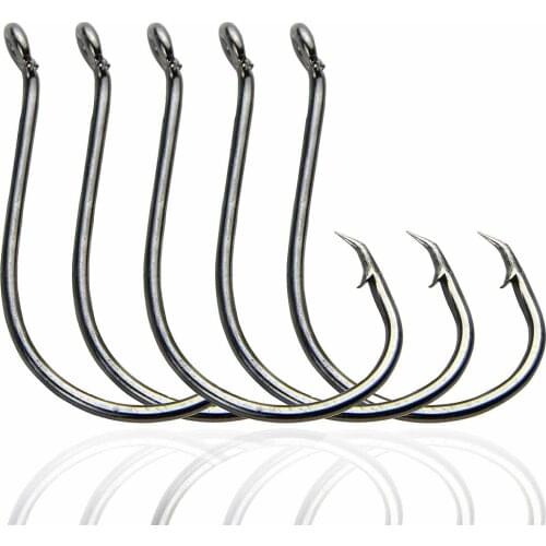 150pcs/lot 7384 2X Strong Offset Sport Circle Hooks High Carbon Steel Black Octopus Saltwater Fishing Hooks 16i sizes
