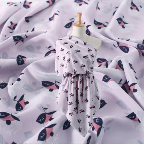 Mulberry silk crepe de chine cloth per meter 140 cm wide summer anti-wrinkle shirt dress printed fabric wholesale silk cloth