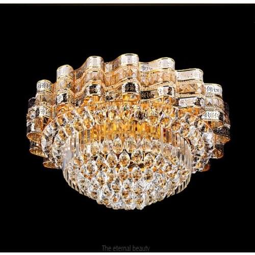 LED living room luxury crystal lamp gold roundles LED ceiling lighting lamp cornucopia bedroom lamppada led bulb free shipping