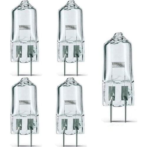 （Pack of 5）- FCS 150W/T4/24V/CL/G6.35 150-watt 24-Volt Bi-Pin Based Stage and Studio T4 Bulb Light Lamp Halogen, Clear/for Proje