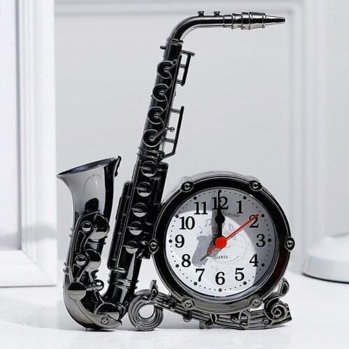 Vintage Simulation Sax Alarm Clock Desktop Decoration Creative Alarm Clock Watch Home Desk Decoration Table Gif