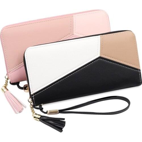 New Ladies Fashion Women Wallet Korean Long Style Contrast Hand Bag Clutch Female Large Capacity Zipper Coin Purse Phone Bag