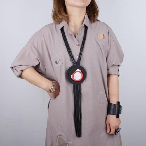 YD&YDBZ Red Silicone Circle Statement Necklaces For Ladies Handmade Flat Rubber Long Tassel Necklace Original Jewelry Matching