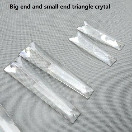 10pcs/lot 20+30mm*100MM machine grinding clear big end and small end triangle crystal bar prism chandelier crystal in 2 holes