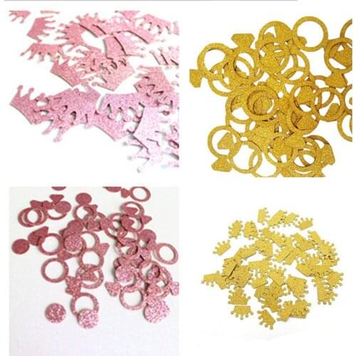 100Pcs/bag Diamond Crown Glitter Rose Gold Paper Confetti 3CM Christmas New Year Wedding Party Table Scatter Decor DIY Supplie