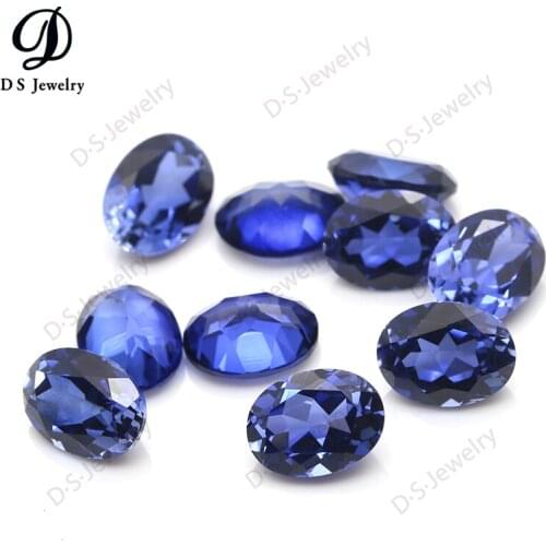 20PCS/Lot Wholesale Price 6x8mm #32 Blue Stones Oval Shape Brilliant Cut Synthetic Corundum Stone Gems for Jewelry