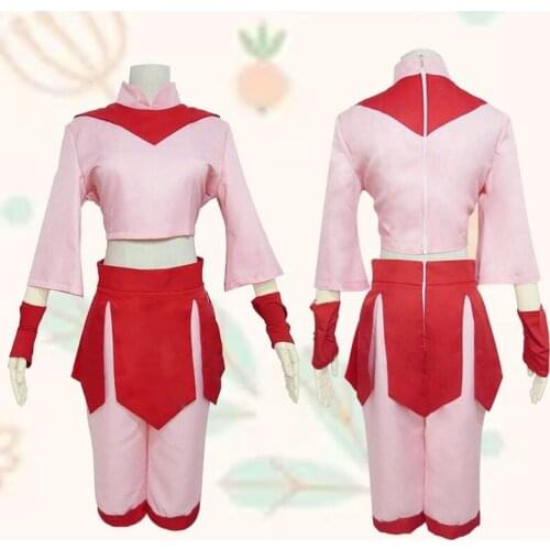 2020 Anime Avatar The Last Airbender Ty Lee cosplay homme Costume Adult Halloween Fancy Suit Pink dress KUNG FU Uniform Set