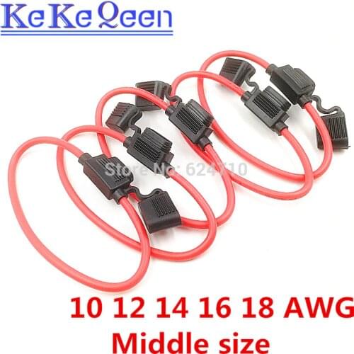 5Pcs/Lot 10 12 14 16 18 AWG Medium Car Fuse Holder Water-resistant Waterproof Automotive With Cover Inline Auto