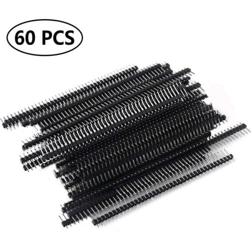 60PCS Row 40 Pin 2.54mm Male Pin Header Connector PCB Board Pin Strip Electronic Component Raw for Arduino Prototype Shield