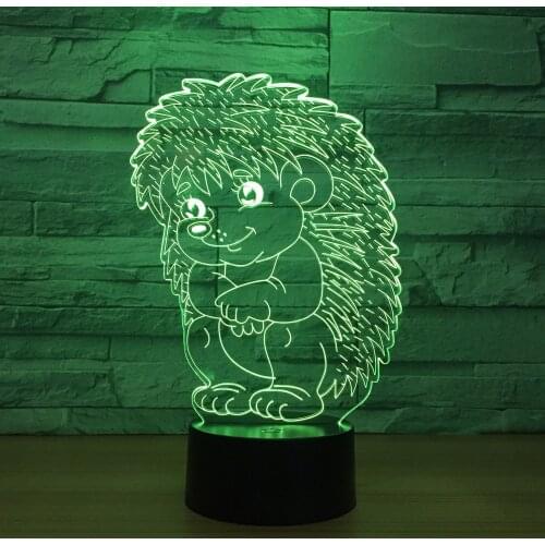 Hedgehog Acrylic 3d Small Night Lights Colorful Remote Control Stereo NightLight Creative Gifts 3d Led Lamp