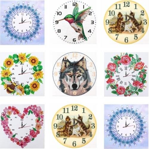 DIY Diamond Painting Home Decor Cartoon Animal Flowers Clock Art 5D DIY Full Special Shaped Diamond Mosaic Home Decoration Gift