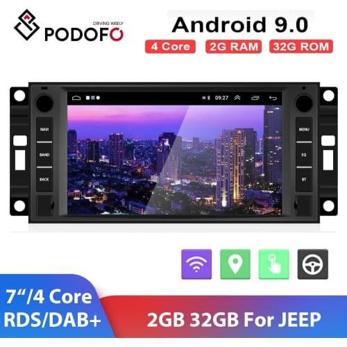 Podofo Android 9.0 2 din Car Radio Multimedia Player 2 Din Carplay WIFI RDS FM Autoradio For CHEVROLET/CHRYSLER/JEEP/DODGE