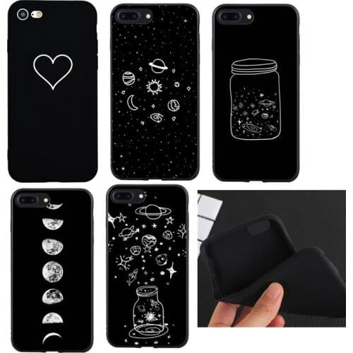 For telefoon hoesje iphone 6 Black White Soft Phone Back Case Cover For Apple iPhone 8 7 Plus 6 6S 5S 5 SE X Shell Capa Coque