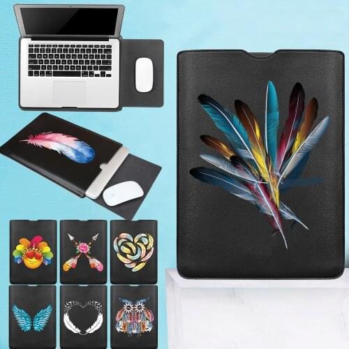 PU Leather Travel Laptop Bag Case for MacBook Air Pro 13 M1 Briefcase 11 13 14 15 Inch Computer Sleeve Cover Women Men