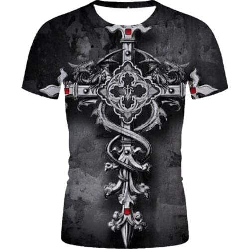 Breathable 3D cross pattern T-shirt Mens printed T shirts Men casual novelty shirt Summer O-neck t shirts Street style XXS-6Xl