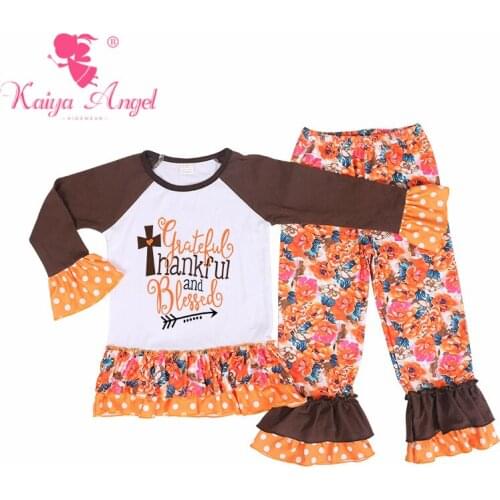 Kaiya Angel Halloween 2018 Hot Casual Children Flower Orange Bottom White Dot Clothing Baby Girl Boutique Fall Winter Outfits