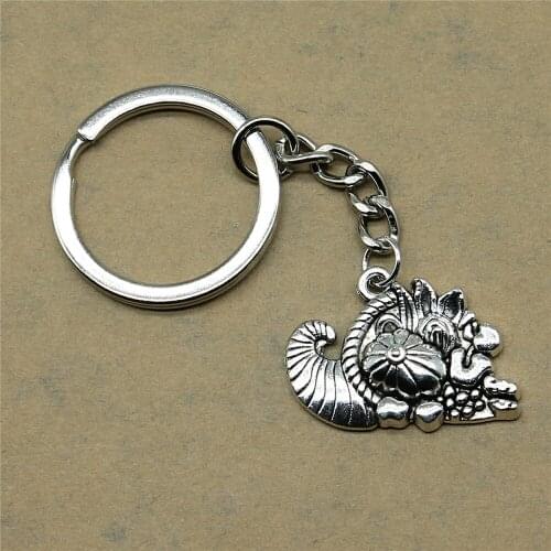 Keychain Rings Cornucopia Creative Handmade Birthday Gifts 28x20mm Pendant Silver Color Plated