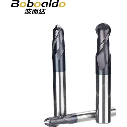 1PC HRC45 Aluminum TiAIN Coating End Mill 2 Flutes Tungsten Steel Router Bits R Knife Arc Groove CNC Milling Cutter