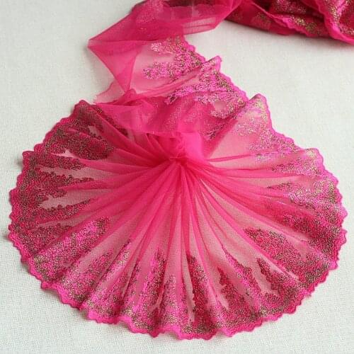 MLAEY 2Yards Rose red Embroidered Flower Lace Trim High Quality Lace Fabric DIY Craft&Sewing Dress Clothing Accessories