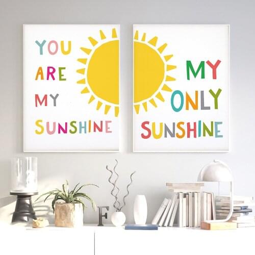 Cartoon Kindergarten Sun Wall Art Canvas Painting Nordic Posters and Prints Wall Pictures for Living Kids Bedroom Decoration