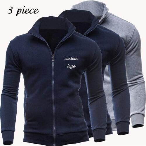 3 Piece Mens Hoodies Jackets Cardigan Custom Logo Hooded Coat Vintage Color Pullover Sweatshirts Dropshipping and Wholesale