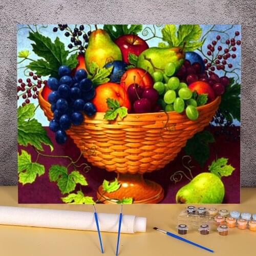 Fruit Coloring By Numbers Painting Set Oil Paints 40*50 Oil Painting Home Decoration For Adults Handicraft For Drawing Art