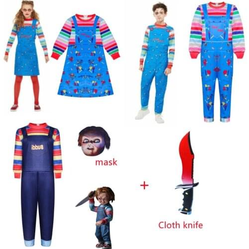 New Childrens Cosplay Chucky Costume Ghost Baby Back To Soul Doll Full Set of Halloween Ghost Baby Role-playing Horror Costumes
