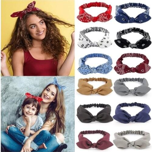 Vintage Hair Bands for Girls Knotted Bow Headbands for Women Soft Elastic Headdress Ladies Head Bands Hoop Hair Accessories