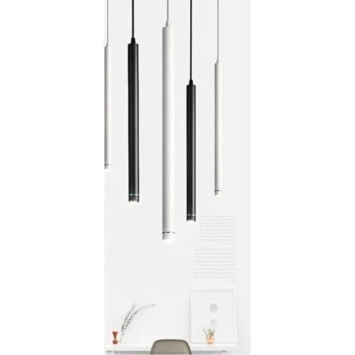 Dimmable LED Pendant Lamp Cord Pendant Lamps Island Dining Room Shop Bar Decoration Cylinder Pipe Pendant Lights Long Tube Lamp
