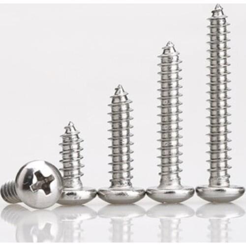 10-100pcs M1 M1.2 M1.4 M1.7 M2 M2.3 M2.6 M3 M4 M5 M6 Stainless steel Cross recessed round pan head tapping screws Wood SCREW