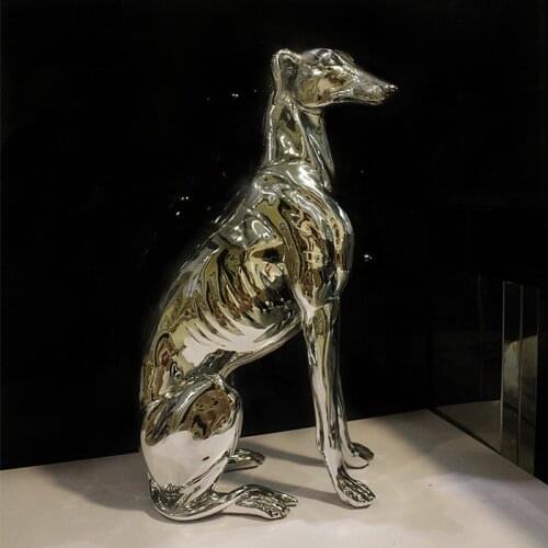 Nordic Creative Home Decor Electroplate Dog Sculpture Ornaments Large Landing Home Living Room Decoration Resin Statues