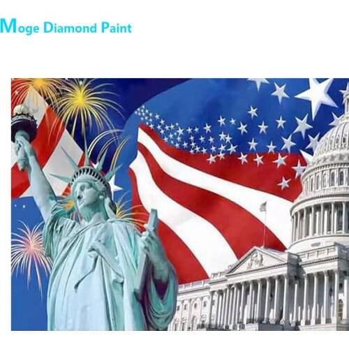 Statue of Liberty Stars and Stripes Diamond Painting Round Full Drill Nouveaute DIY Mosaic Embroidery 5D Cross Stitch Pattern