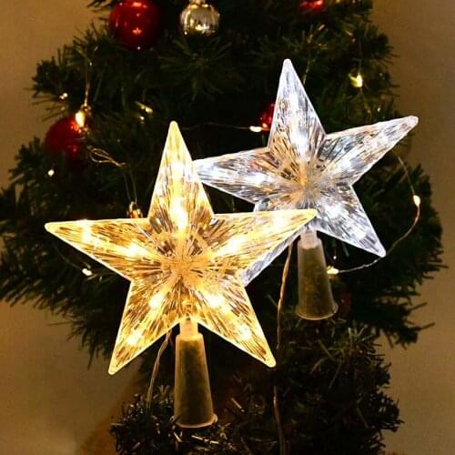 LED Star Night Light Five-pointed Lamp Christmas Tree Top for Xmas Party Wedding Fairy Room Outdoor Garland Holiday Decoration