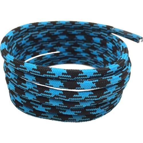 Thiny Round Type Shoe Accessories Black-Blue Staggered Stripes Shoelaces Easy Ropes For Women Sneaker Sport