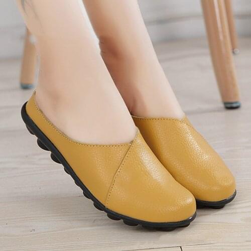 Womens Summer Sneakers Slip On Flat Shoes Womens Casual Loafers Walking Shoes Female Outdoor PU Leather Soft Bottom Shoes