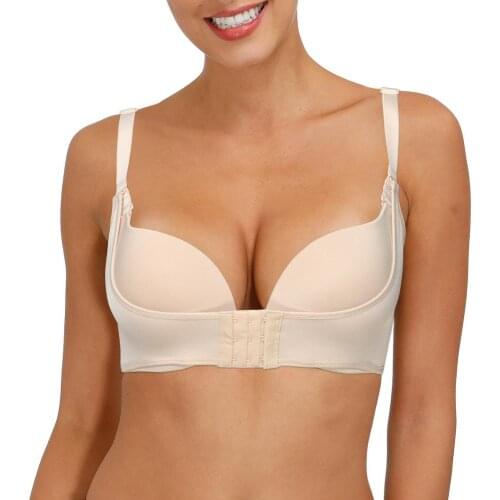 YBCG Deep U Women Bra Front Closure Push Up Lingerie Adjusted-strap Convertible Underwear Gather Strength Brassiere A B C D DD E