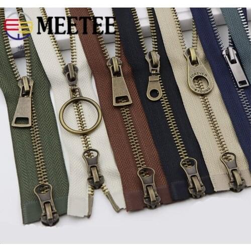 1pc 80/100/120cm 5# Double-slider Metal Zippers Bronze Teeth Auto Lock Zips for Sewing DIY Down Jacket Coat Clothes Accessories
