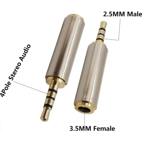 1PCS 3.5mm Female to 2.5mm Male 4 Pole Stereo Audio Connector Cable Headphone Mic Jack Plug Video Adapter Converter