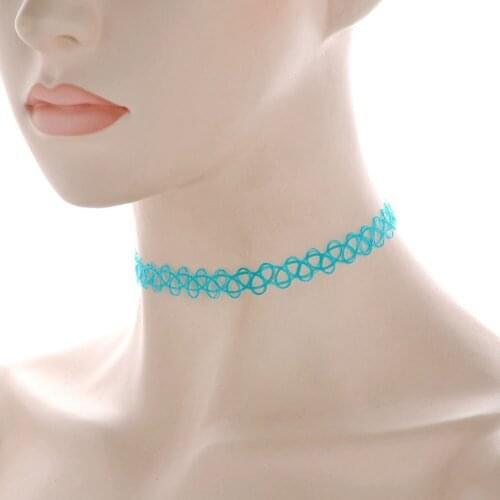 12pcs/lot Hot Sell Vintage Hippy Stretch Tattoo Choker Necklace Elastic Chocker Necklace Fishing Line Tattoo Necklace C66