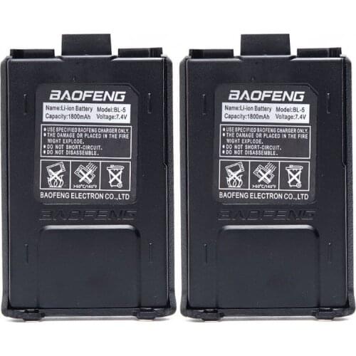 2Pcs Original BAOFENG UV-5R BL-5 7.4V 1800mAh Li-ion Battery For Baofeng Walkie Talkie UV-5R UV-5RE Two Way Radio (Black/Camo)