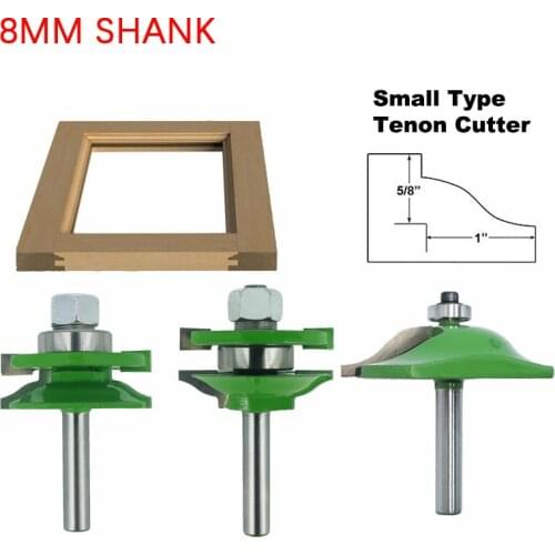 3PCS/Set 8mm Shank Door Panel Cabinet Tenon Router Bit Cabinet Rail & Stile Set Panel Raiser Ogee Milling Cutter for Wood